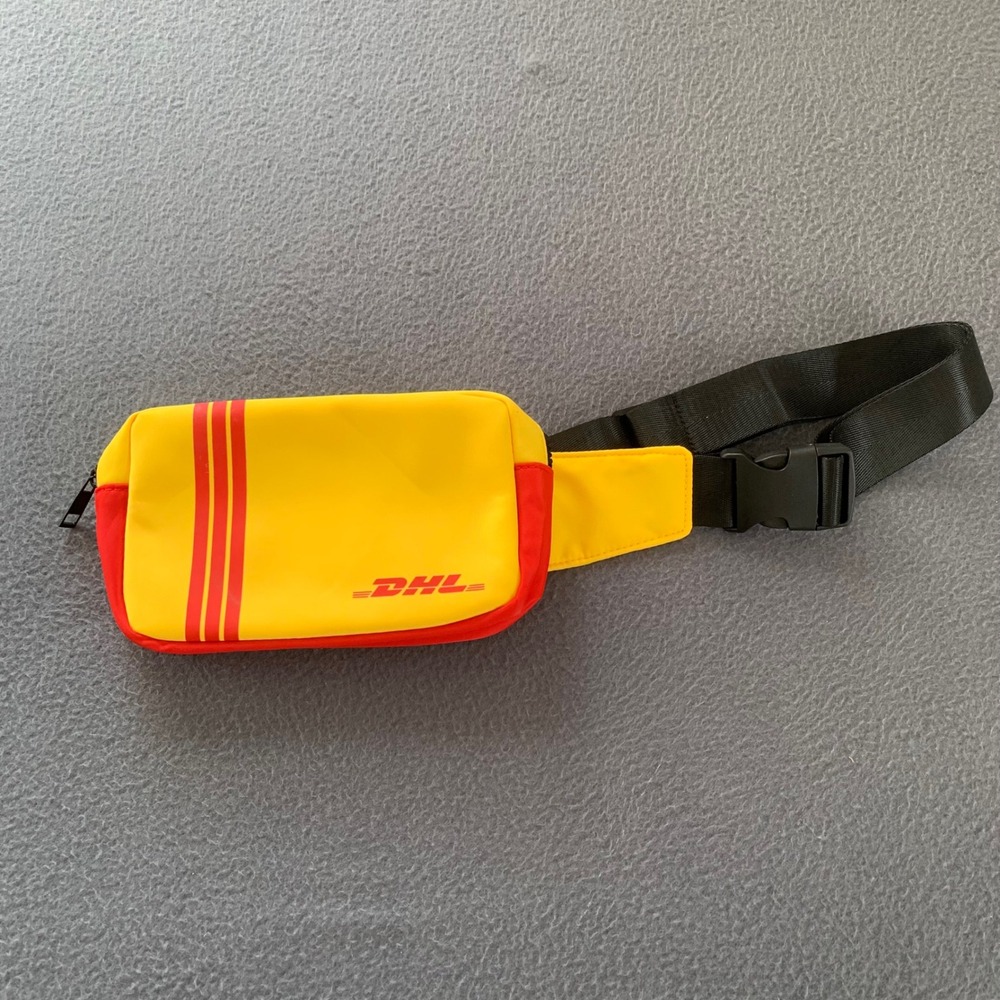 Rare DHL Fanny Pack Waist Belt Bag Bright Yellow Red Black NWOT